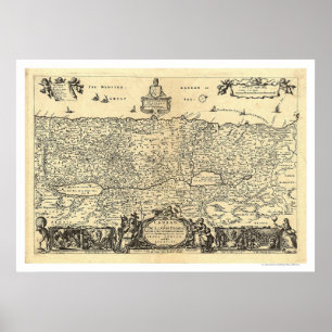 Pôster Mapa de Canaan a terra da promessa por Moxon 1680
