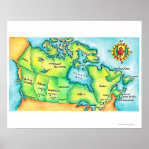 Poster Mapa de Canadá