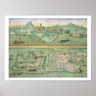 Poster Mapa de Candia e de Corfu, 'de Civitates Orbis Ter