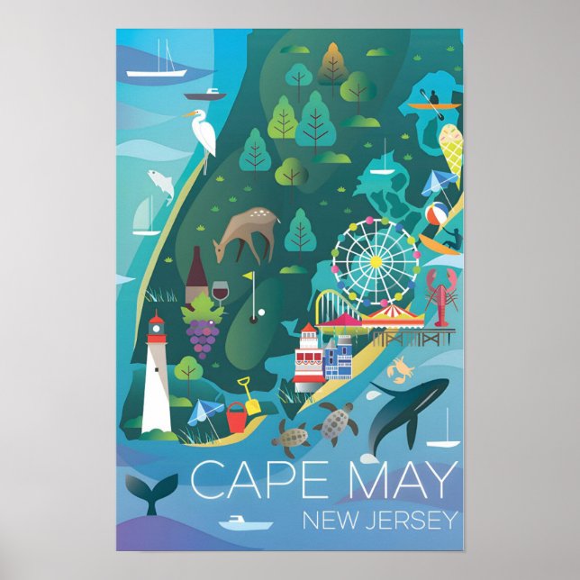 Poster Mapa de Cape May Impresso (Frente)