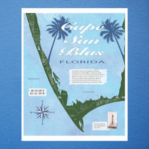 Pôster Mapa de Cape San Blas Florida
