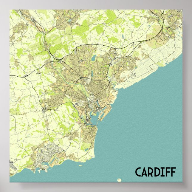 Poster Mapa de Cardiff (Frente)
