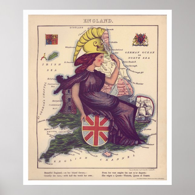 Poster Mapa de Caricatura de Inglaterra 1868 (Frente)