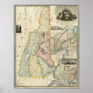 Pôster Mapa de Carrigain de New Hampshire