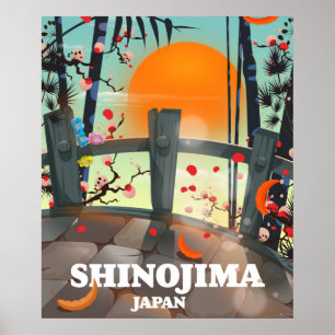 Poster mapa de cartaz de viagem de Shinojima