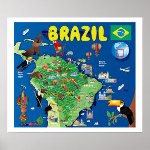 Poster Mapa de Cartoons do Brasil