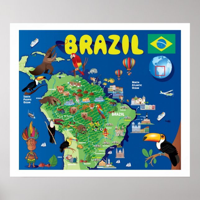 Poster Mapa de Cartoons do Brasil (Frente)