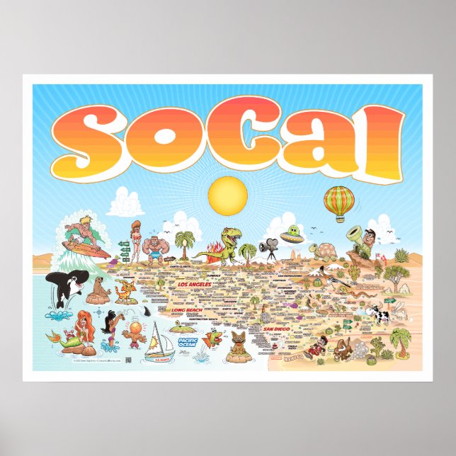 Poster Mapa de Cartoons SoCal (Frente)