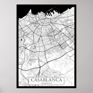 Poster Mapa de Casablanca Marrocos