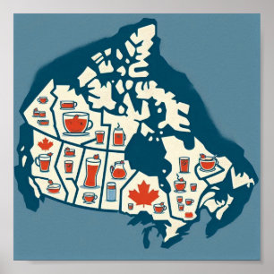 Poster Mapa de chá do Canadá