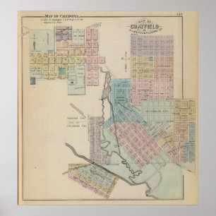 Pôster Mapa de Chatfield, mapa de Caledonia, Minn