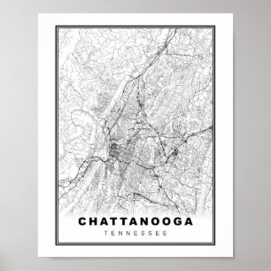 Poster Mapa de Chattanooga