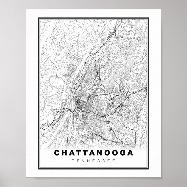Poster Mapa de Chattanooga (Frente)