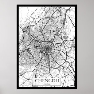 Poster Mapa de Chengdu China