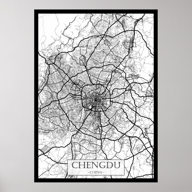 Poster Mapa de Chengdu China (Frente)