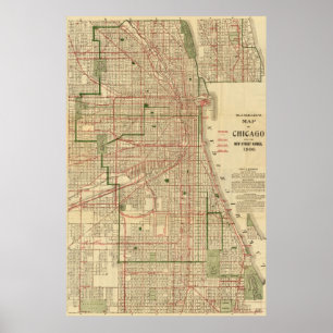 Pôster Mapa de Chicago de Blanchard