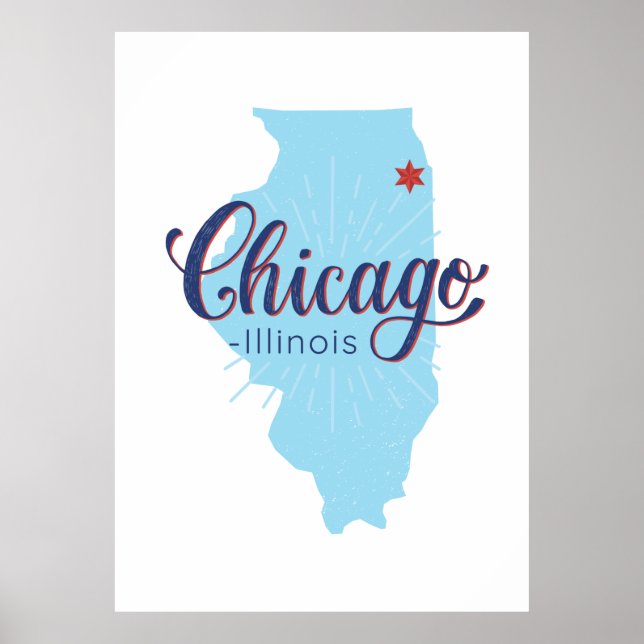 Poster Mapa de Chicago Illinois (Frente)