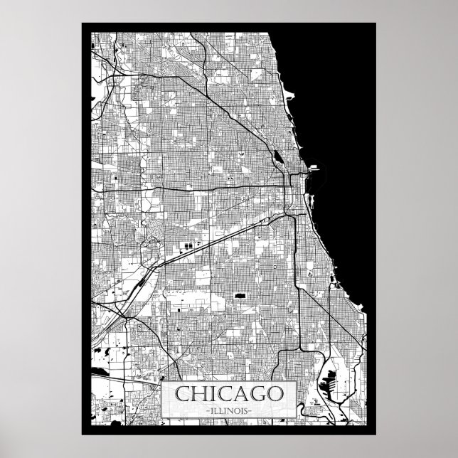 Poster Mapa de Chicago Illinois (Frente)