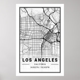 Poster Mapa de cidades do Viagem City in Los Angeles Cali