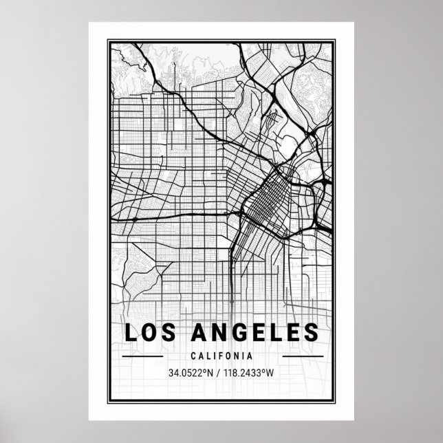 Poster Mapa de cidades do Viagem City in Los Angeles Cali (Frente)