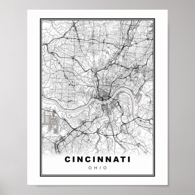 Poster Mapa de Cincinnati (Frente)