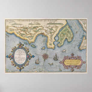 Poster Mapa de comércio do Dutch do mar Báltico