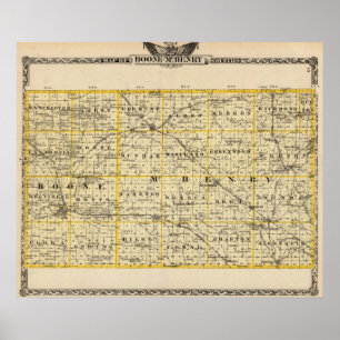 Pôster Mapa de condados de Boone e de McHenry