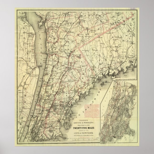 Pôster Mapa de Condução e Rodas de Colton dos EUA 2 (Frente)