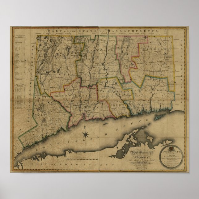Poster Mapa de Conexão Vintage 1813 (Frente)