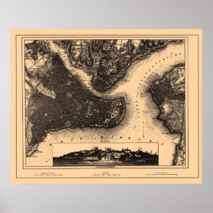 Pôster Mapa de Constantiople Istambul, cerca de 1890 -