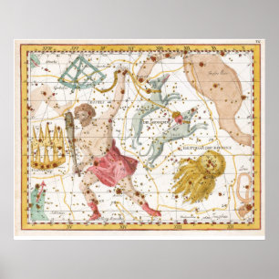 Poster Mapa de Constelações Celestes Vintage