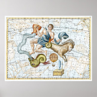 Poster Mapa de Constelações Celestiais Vintage