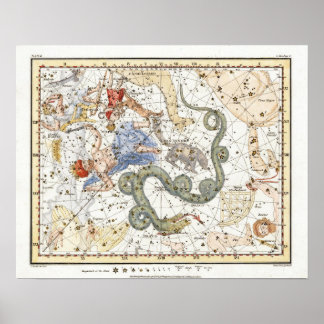 Poster Mapa de Constelações da Astronomia Vintage