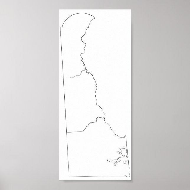 Pôster Mapa de Contorno de Vazios de Condados Delaware (Frente)