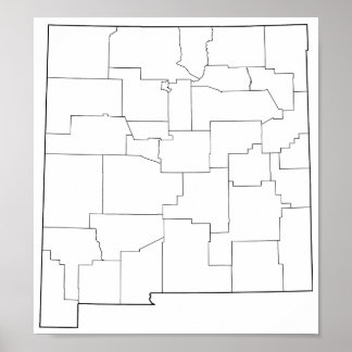 Pôster Mapa de Contornos de Novos Países do México