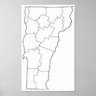 Poster Mapa de Contornos de Vazios dos condados de Vermon