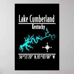 Poster Mapa de Coordenadas da Margem do Lago Cumberland K