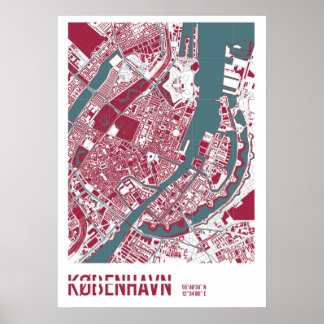 Pôster Mapa de Copenhaga RB