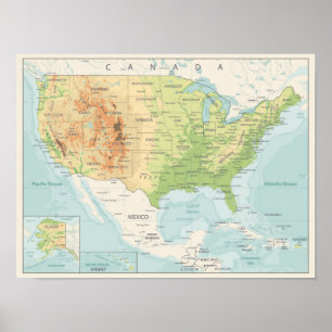 Poster Mapa de cor retro do mundo