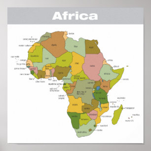 Poster Mapa de cores do cheio da África