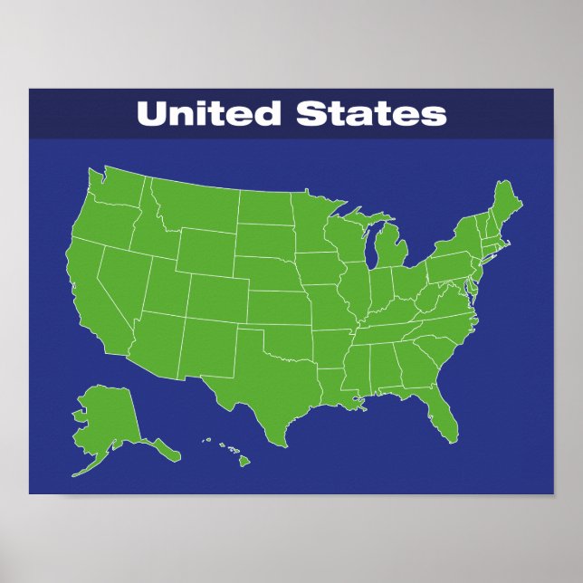 Pôster Mapa de cores dos Estados Unidos (Frente)