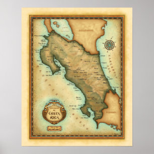 Pôster Mapa de Costa Rica