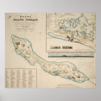 Poster Mapa de Curaçao 1836