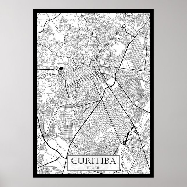 Poster Mapa de Curitiba Brasil (Frente)