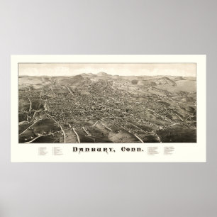 Pôster Mapa de Danbury, Connecticut desde 1876