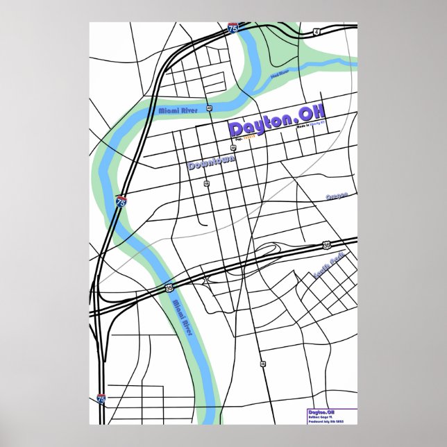 Poster Mapa de Dayton OH (Frente)