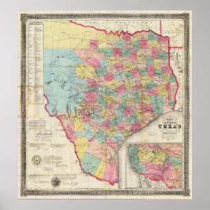 Pôster Mapa de De Cordova de Texas