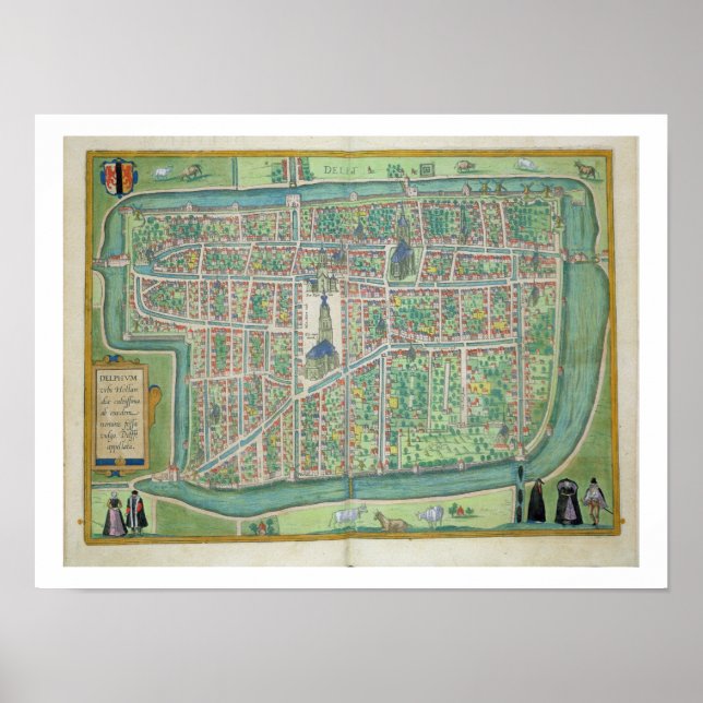 Poster Mapa de Delft, de Civitates Orbis Terrarum, por G (Frente)