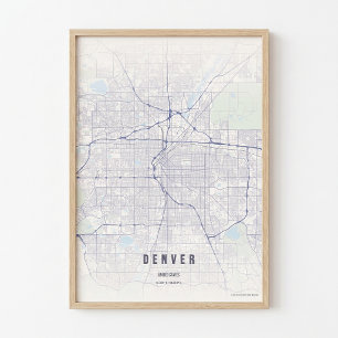 Poster Mapa de Denver Pastel Cartaz de Arte de Parede da 