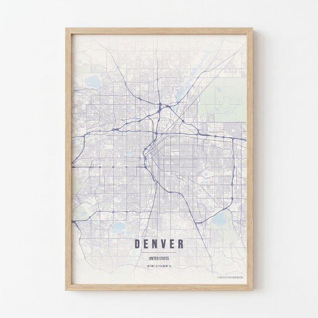 Poster Mapa de Denver Pastel Cartaz de Arte de Parede da  (Criador carregado)